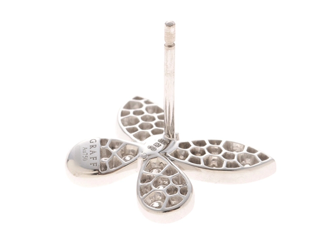 GRAFF グラフ パヴェ バタフライ ダイヤモンド スモール スタッド イヤリング RGE1152 K18ホワイトゴールド ダイヤモンド計1.10ct  2023年正規品【472】SJ