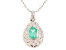 JEWELRY　ジュエリー　ネックレス　トップPT900/チェーンPT850　エメラルド0.37ct/ダイヤモンド0.24ct　約4.5g　2143100495425【207】