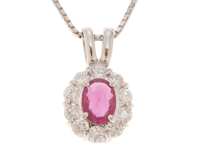 ルビー0.44ct ネックレス　pt900 　0.44 0.13 JEWELRY ジュエリー ネックレス トップPT900/チェーンPT850