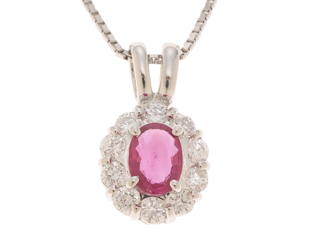 pt900ルビー1.00ctダイヤモンド0.26ctネックレストップ JEWELRY ジュエリー ネックレス トップPT900/チェーンPT850