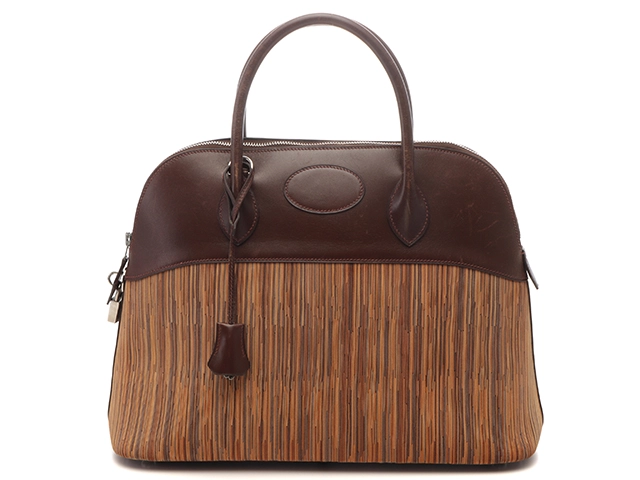 HERMES エルメス ハンドバック ボリード37 ヴィヴラート/カーフ ブラウン/シルバー金具 □F刻印(2002年頃)【472】YK