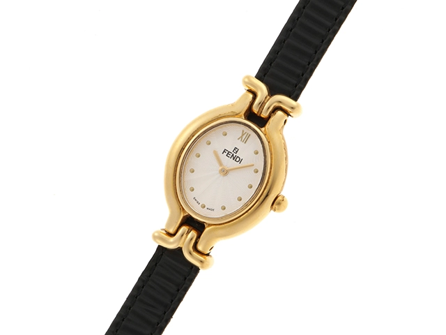 FENDI フェンディ 腕時計 チェンジベルトウォッチ 640L GP/革 シルバーギョーシェ文字盤 クォーツ【472】TS