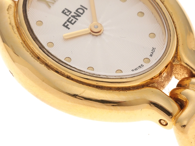 FENDI フェンディ 腕時計 チェンジベルトウォッチ 640L GP/革 シルバーギョーシェ文字盤 クォーツ【472】TS