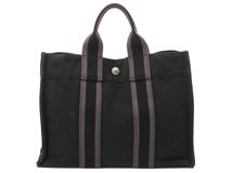 HERMES　エルメス　フールトゥトートPM　ブラック　グレー　SV　キャンバス【431】2143100500075