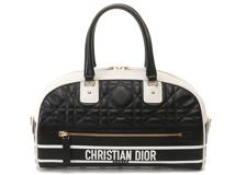 DIOR デュオール 2wayバッグ ヴァイブ ミディアムボーリングバッグ カーフ/ラバー ブラック/ホワイト/ゴールド金具 M6202OFCA M911【472】YY