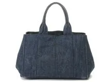 PRADA プラダ B1877B カナパ DENIM カバン トートバッグ ハンドバッグ デニム レディース アヴィオ ブルー カナパＭ　ブルー　2143100503472【208】
