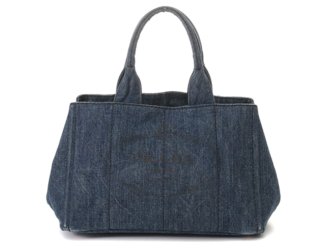 PRADA プラダ B1877B カナパ DENIM カバン トートバッグ ハンドバッグ デニム レディース アヴィオ ブルー カナパＭ　ブルー　2143100503472【208】