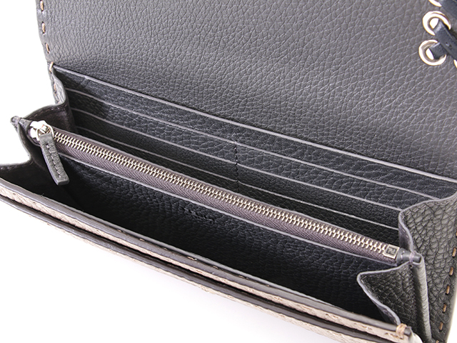 FENDI フェンディ セレリア 長財布 8M0384 グレージュ/ブラック