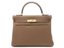 HERMES  エルメス　ケリー32 ベージュドワイマール/GP　トリヨンモーリス　D刻印（2019年頃製造）【471】N　2143100503670