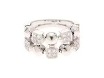 76818円 ブルガリ BVLGARI ルチアダイヤリング 2ロウ K18WG ＃23