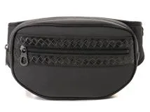 BOTTEGA VENETA　ボッテガ・ヴェネタ　イントレチャート　ベルトバッグ　ナイロン/レザー　グレー/ブラック　550850　メンズ　ウエストバッグ　ボディバッグ　2WAW【431】