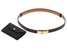 HERMES　エルメス　ベルト　ケリーポケットベルト18　ブラック/ゴールド金具　ヴォーエプソン　H069853CC89　未使用品　【472】AH