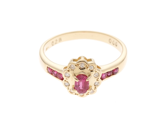 JEWELRY　ジュエリー　リング　K18　R0.28　D0.06　ルビー　ダイヤモンド　約2.7g　#11 2143100505865【208】