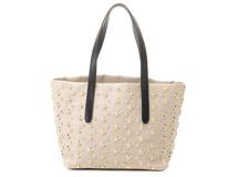 JIMMY　CHOO　ジミーチュウ　スタースタッズ トートバッグ ベージュ/ブラック/GP/SV PVC【471】IK