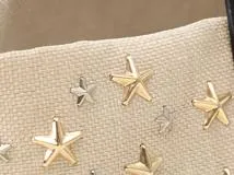 JIMMY　CHOO　ジミーチュウ　スタースタッズ トートバッグ ベージュ/ブラック/GP/SV PVC【471】IK