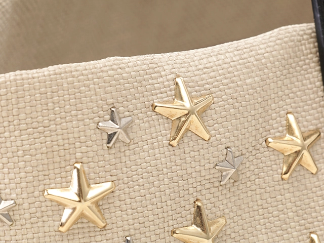 JIMMY　CHOO　ジミーチュウ　スタースタッズ トートバッグ ベージュ/ブラック/GP/SV PVC【471】IK