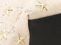 JIMMY　CHOO　ジミーチュウ　スタースタッズ トートバッグ ベージュ/ブラック/GP/SV PVC【471】IK