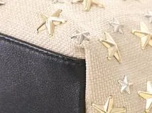 JIMMY　CHOO　ジミーチュウ　スタースタッズ トートバッグ ベージュ/ブラック/GP/SV PVC【471】IK