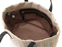JIMMY　CHOO　ジミーチュウ　スタースタッズ トートバッグ ベージュ/ブラック/GP/SV PVC【471】IK