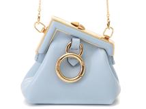 FENDI フェンディ コインケース ナノファーストチャーム レザー ライトブルー/ゴールド金具 7AS051【472】YY