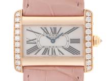 Cartier　カルティエ　時計　ミニタンクディヴァン Dベゼル　WA302471　シェル文字盤　ピンクゴールド　クロコダイルレザー　クォーツ　レディース
