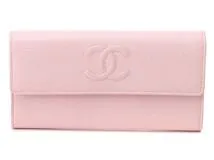 CHANEL　シャネル　ココマークフラップロングウォレット　ピンク/SV　キャビア　A50070【430】2143100507883
