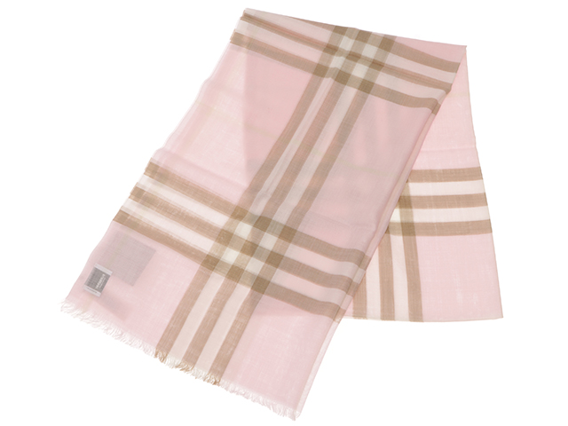 BURBERRY　バーバリー　ストール　ウール51％　シルク49%　キャメル美品 バーバリー BURBERRY シルクブレンド ガーゼストール （CAMEL