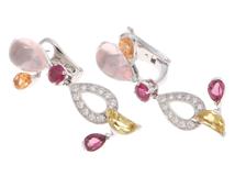 Cartier　カルティエ　デリスドゥ　ピアス　K18ホワイトゴールド　ダイヤモンド　クォーツ（水晶）/ガーネット/ルビー/ベリル/トルマリン　9.5ｇ　2143100510838【432】