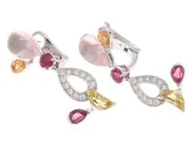 Cartier　カルティエ　デリスドゥ　ピアス　K18ホワイトゴールド　ダイヤモンド　クォーツ（水晶）/ガーネット/ルビー/ベリル/トルマリン　9.5ｇ　2143100510838【432】