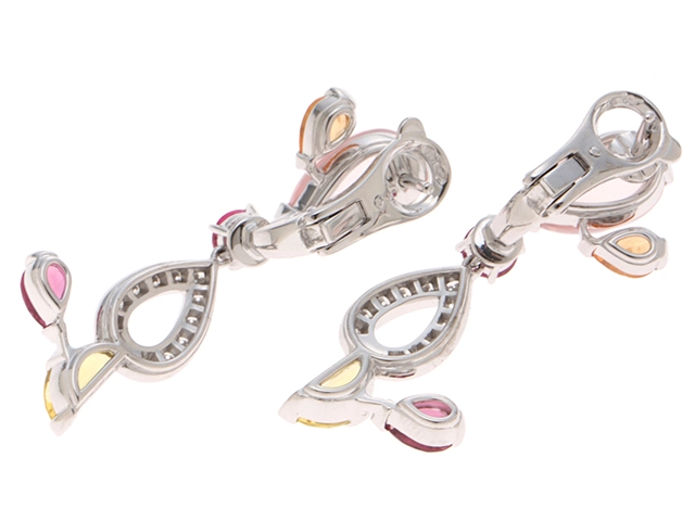 Cartier　カルティエ　デリスドゥ　ピアス　K18ホワイトゴールド　ダイヤモンド　クォーツ（水晶）/ガーネット/ルビー/ベリル/トルマリン　9.5ｇ　2143100510838【432】