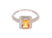 JEWELRY　ジュエリー　 　リング　K18ホワイトゴールド　シトリン0.91Ct.　ダイヤモンド0.40Ct.  サイズ14号 　重さ2.4g  【472】YN