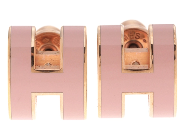 エルメスHERMESキューブピアス　ゴールド×ピンク HERMES エルメス ピアス ファランドール PM K18PG ゴールド
