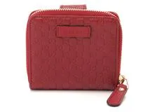 GUCCI グッチ 二つ折り財布 GG レザー 本革 レッド コンパクト