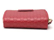 GUCCI グッチ マイクログッチシマ 二つ折り財布 レッド レザー　449395【431】2143100512917