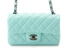 CHANEL　シャネル　ミニマトラッセ２０　チェーンショルダー　ターコイズ　ＢＳＶ　ラムスキン　A69900　2143100513471【432】