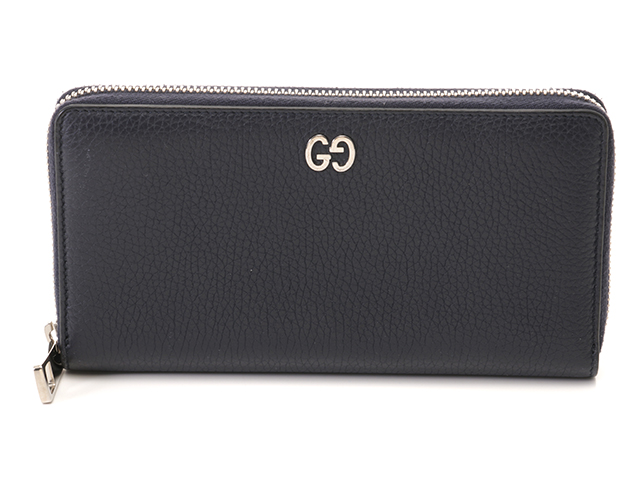GUCCI グッチ ドリアン ラウンド長財布 ネイビー レザー 473928