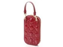 Dior ディオール レディディオールフォンホルダー レッド/GP パテント