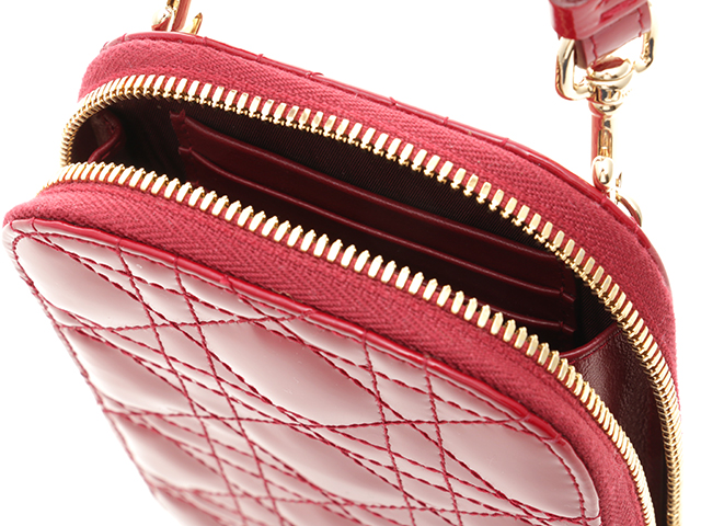 Dior ディオール レディディオールフォンホルダー レッド/GP パテント