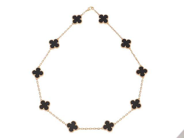 VanCleef & Arpels ヴァンクリーフ&アーペル ヴィンテージアルハンブラネックレス VCARA42700 K18イエローゴールド/10Pオニキス 2019年正規品【472】SJ