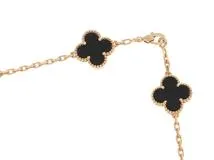 VanCleef & Arpels ヴァンクリーフ&アーペル ヴィンテージアルハンブラネックレス VCARA42700 K18イエローゴールド/10Pオニキス 2019年正規品【472】SJ