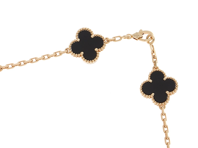 VanCleef & Arpels ヴァンクリーフ&アーペル ヴィンテージアルハンブラネックレス VCARA42700 K18イエローゴールド/10Pオニキス 2019年正規品【472】SJ
