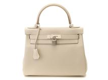 HERMES エルメス ハンドバッグ ケリー28 クレ/シルバー金具 トゴ 内縫い Y刻印(2020年頃) 付属品あり【472】YY