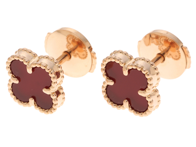 新品同様 ヴァンクリ&アーペルズ スウィートアルハンブラ　カーネリアンピアス Van Cleef & Arpels ヴァンクリーフ&アーペル スウィート