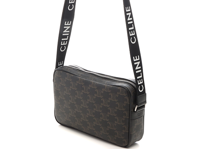 CELINE　セリーヌ　トリオンフ　ミディアムメッセンジャーバッグ　197202　ブラック／ダークブラウ　【434】2143100516090
