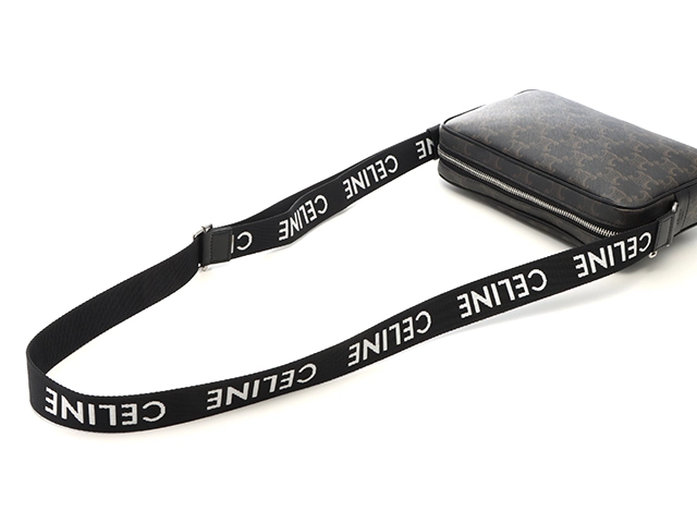 CELINE　セリーヌ　トリオンフ　ミディアムメッセンジャーバッグ　197202　ブラック／ダークブラウ　【434】2143100516090