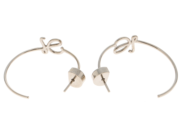 LOEWE ロエベ フープ アナグラム ピアス ステンレス シルバー 【472