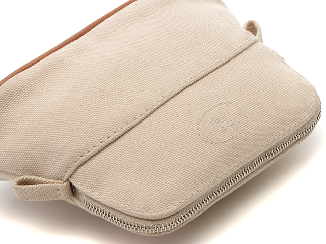 HERMES ベージュ キャンバス ミニポーチ エルメス ボリード ポーチ ミニミニ ベージュ コットン