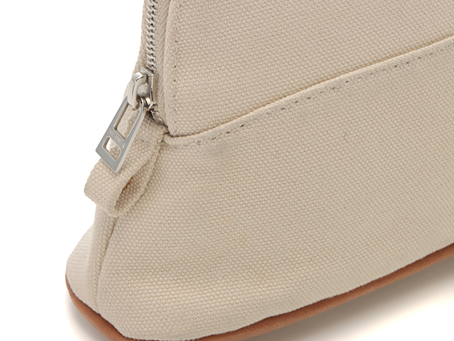 HERMES エルメス ボリードポーチ ミニミニ ベージュ/シルバー