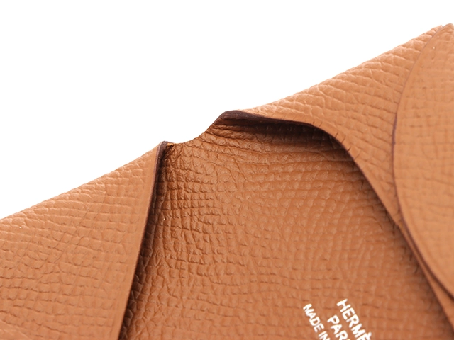 HERMES エルメス バスティア ゴールド/シルバー金具 ヴォーエプソン C刻印(2018年頃) コインケース 2143100516724【207】