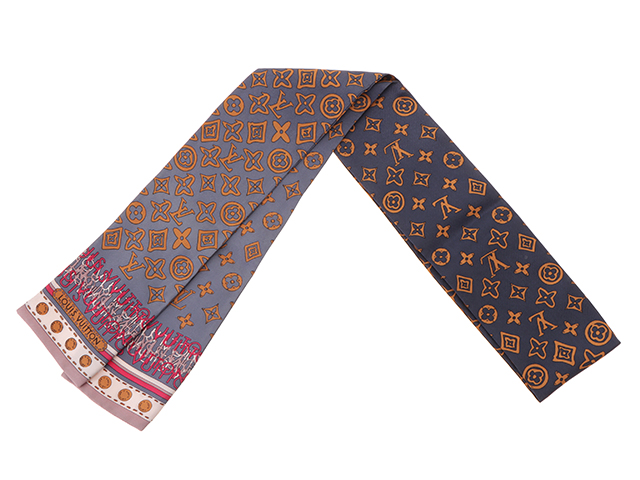 LOUIS VUITTON チェーン柄リボンスカーフバンドー LOUIS VUITTON チェーン柄リボンスカーフバンドー